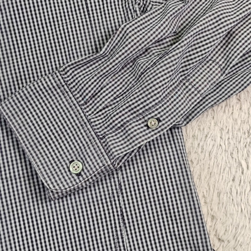 John Varvatos USA Shirt Mens Medium Blue Check Button Down Long Sleeve Cotton - Picture 4 of 11